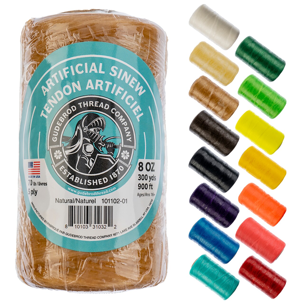 Gudebrod 70lb. 5-Ply Artificial Sinew Thread, 300yd. | Made in USA